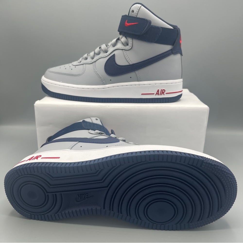 Nike Air Force 1 Hi QS Shoes "Patriots" Wolf Gray Navy / Size 7. - Picture 13 of 14